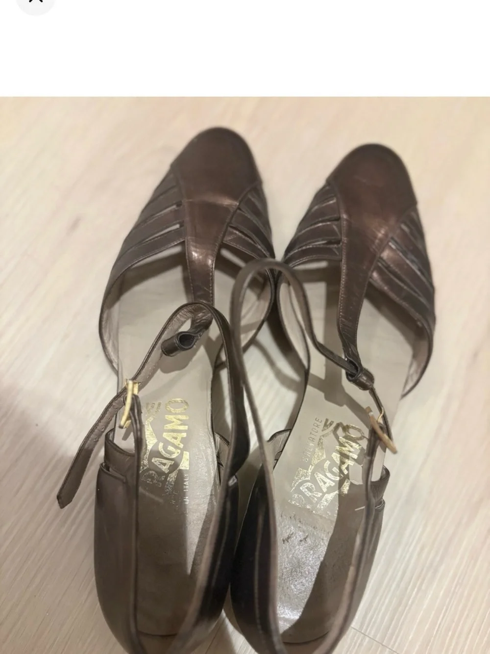 Authentic Salvatore Ferragamo brown strappy slingback sandals i